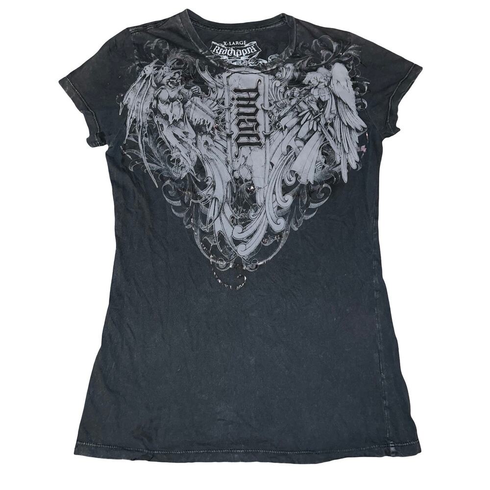 Red Chapter Forever Women's Top XL Y2K Angel Wings Grunge Gothic Graphic USA